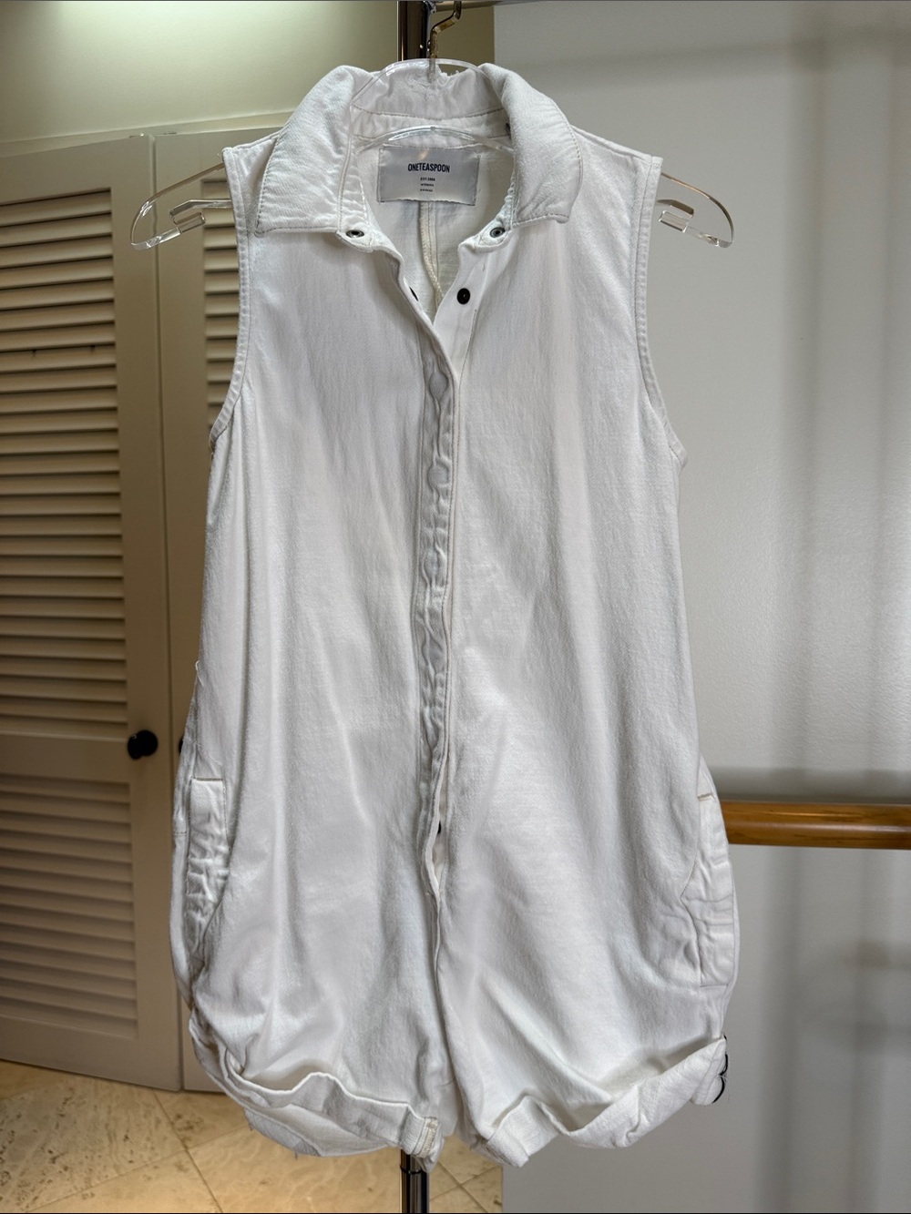 One Teaspoon White Denim Sleeveless Romper Playsuit XXS - Picture 5 of 6
